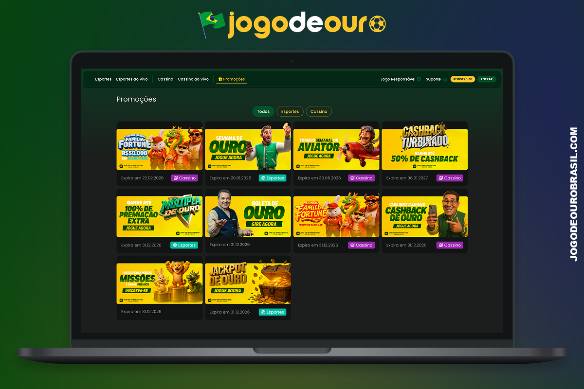 A plataforma online Jogo de Ouro oferece vários bônus e promoções, tanto para novos jogadores quanto para os já existentes
