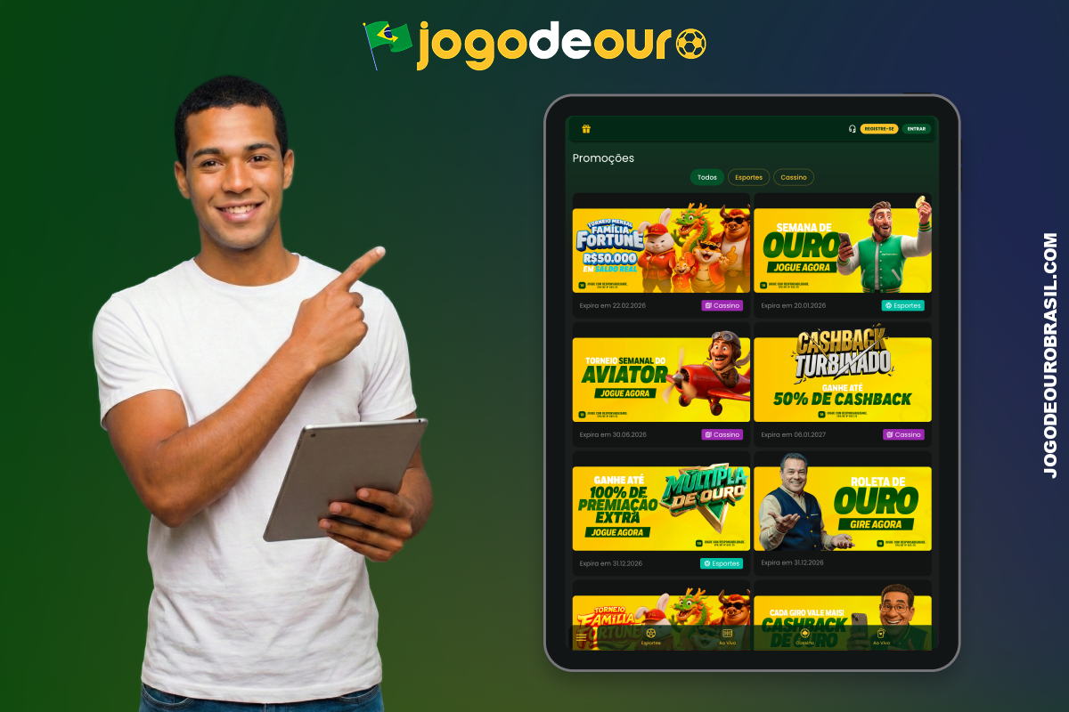 Para usuários móveis do Brasil, o aplicativo Jogo de Ouro oferece diversos bônus e promoções