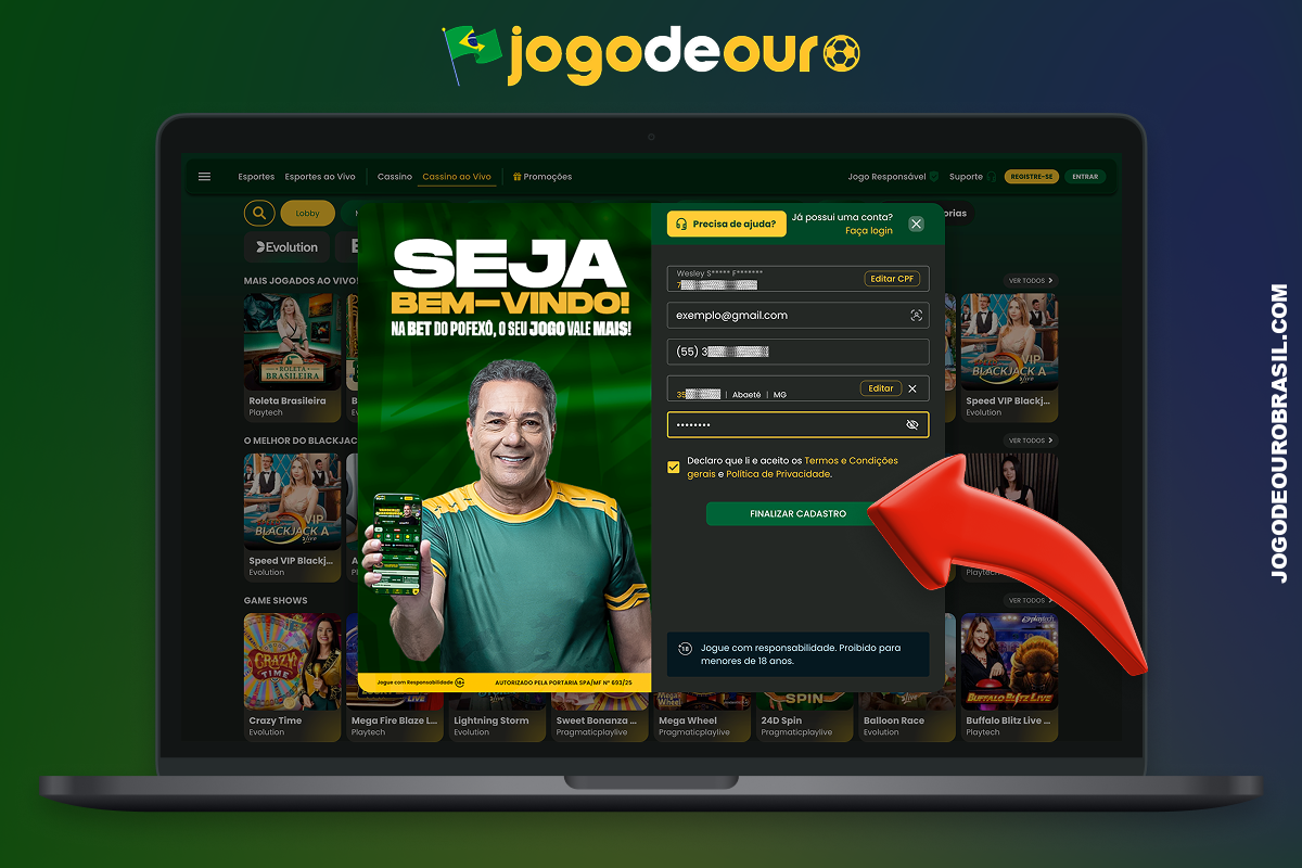 O registro no Jogo de Ouro é obrigatório para todos aqueles que desejam fazer apostas e jogar no cassino