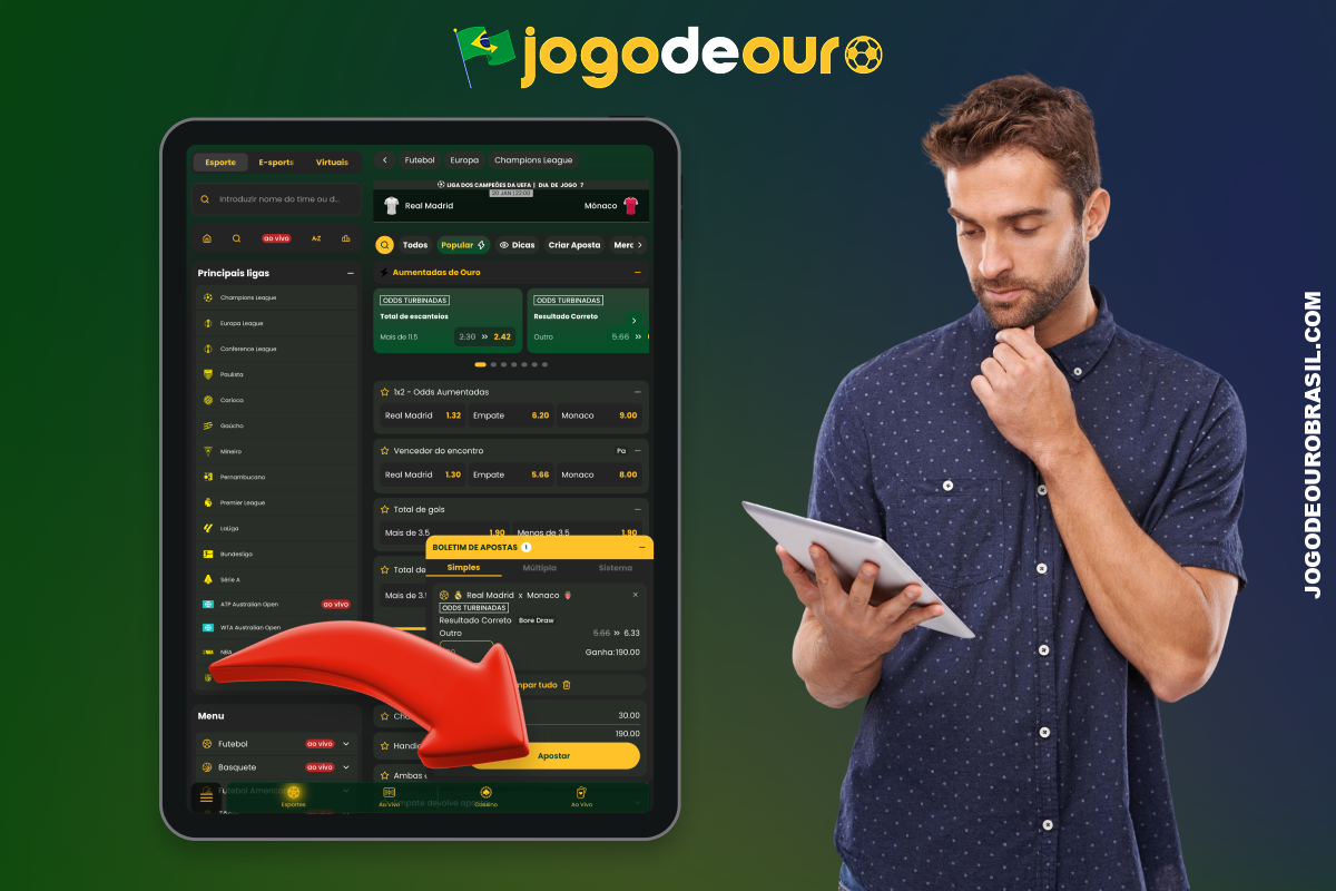 Para fazer uma aposta no Jogo de Ouro, os usuários do Brasil precisam seguir alguns passos simples