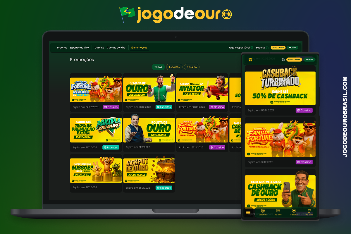 Os bônus e promoções do Jogo de Ouro no Brasil são parte integrante da plataforma online de apostas esportivas e cassino