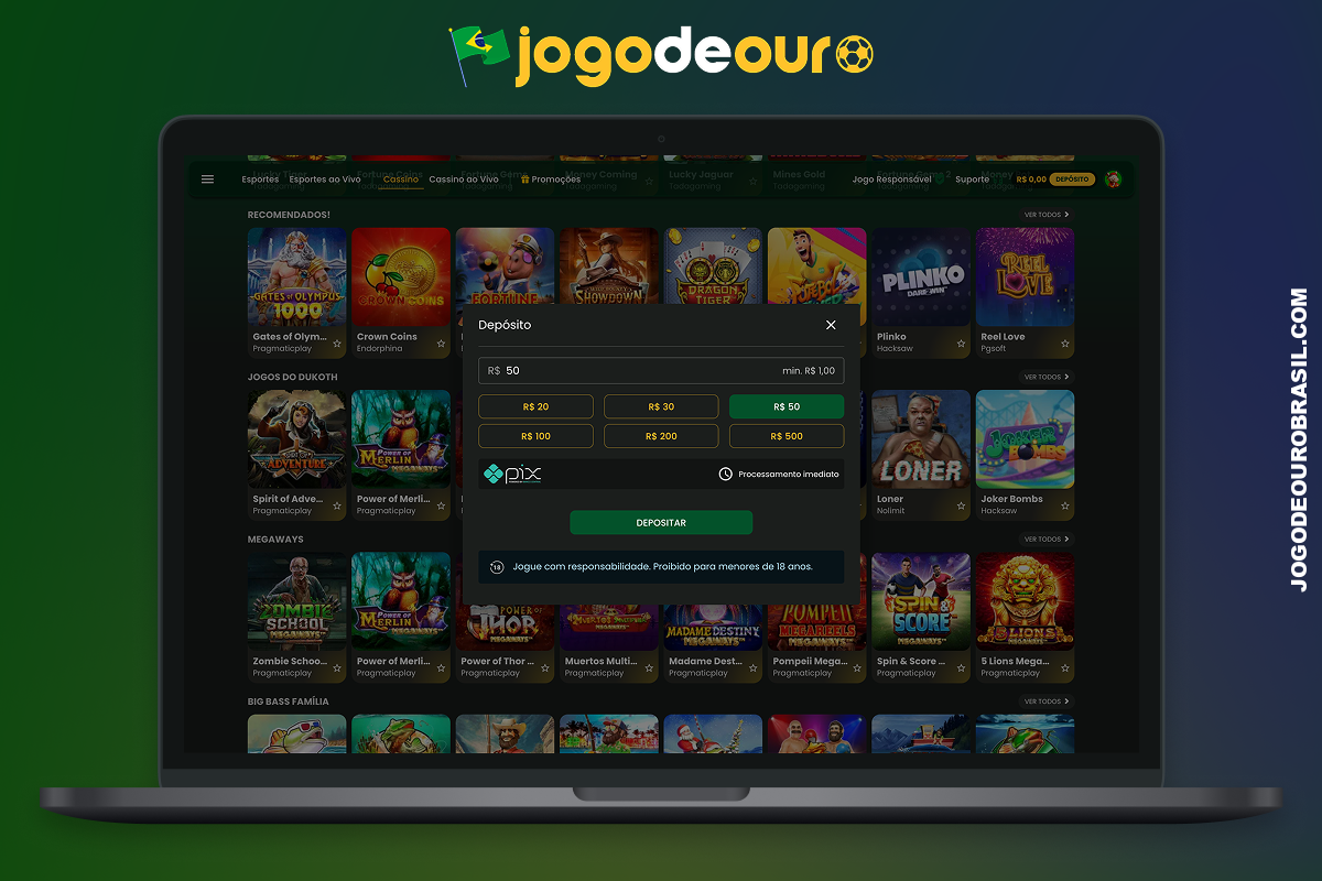 Os usuários brasileiros do Jogo de Ouro não têm problemas com pagamentos, pois a plataforma oferece o método de pagamento mais popular no Brasil: o PIX